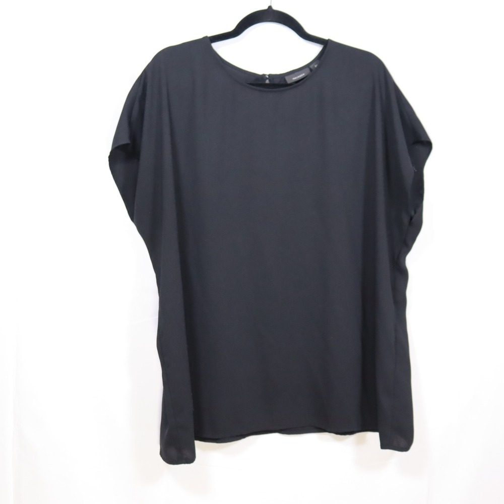 Halogen Short Sleeve Blouse 2X Black Womens Minimalist Workwear Top